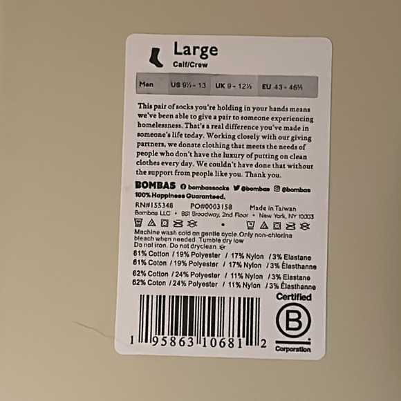 NIB Bombas 3 Pack Calf Socks - Picture 7 of 7